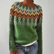 Women's Forest-Print Crew Neck Knitted Jumper