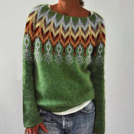 Women's Forest-Print Crew Neck Knitted Jumper