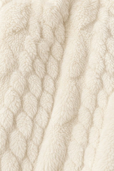 Women's Cable-Knit Hooded Longline Winter Coat with Button Hems