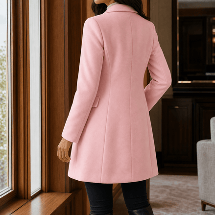 Simone Women's Tailored Wool-Blend Winter Coat with Notched Lapel