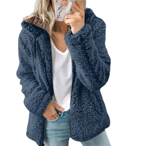 Women's Fluffy Teddy Fleece Jacket with Pockets and Zip