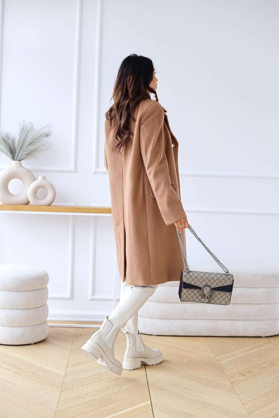 Emily Double Breasted Longline Winter Coats Women A-Line Wool Blend
