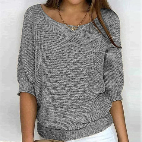 Jade Women's Batwing Sleeve Knitted Jumper with Crew Neck