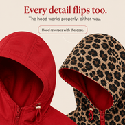 Women's Reversible Hooded Winter Coat with Leopard Print Lining