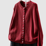 Button-Front Knitted Jumper Cardigan with Colourful Buttons