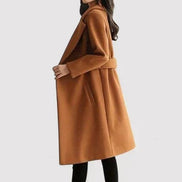Rosa Belted Longline Wool-Blend Winter Coat with Tailored Fit for Women
