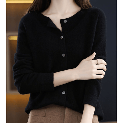 Danielle Round Neck Button-Front Knitted Cardigan for Women
