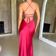 Martha Satin Slip Maxi Dress with Thigh Split