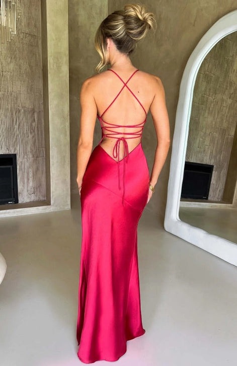 Martha Satin Slip Maxi Dress with Thigh Split