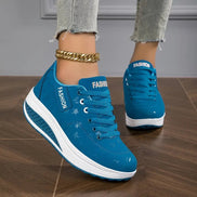 Women's Colorblock Faux Leather Cushioned Sneakers with Lace-Up Platform Sole