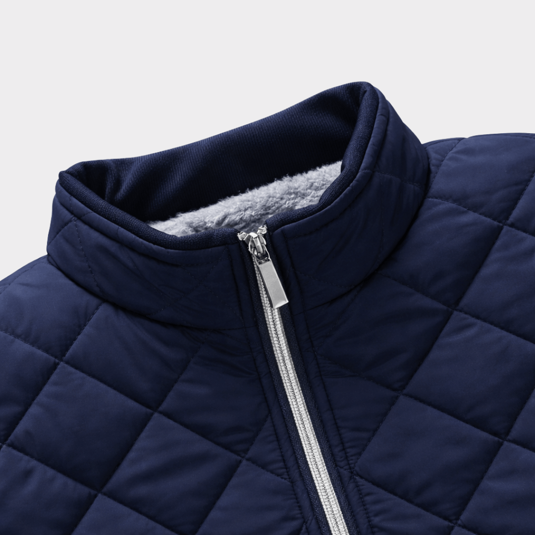 Men's Diamond-Quilted Jacket with Faux Fur Lining for Winter