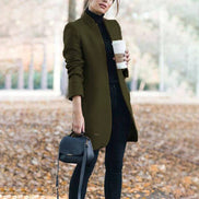 Leanne Collarless Long Wool Blend Winter Coats Women Open Front