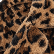 Leora Women's Leopard Print Faux Fur Longline Winter Coat with Open Front