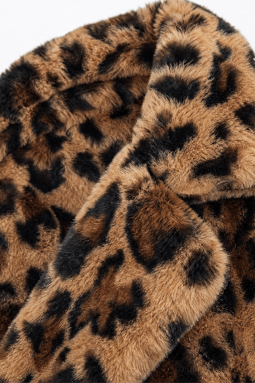 Leora Women's Leopard Print Faux Fur Longline Winter Coat with Open Front