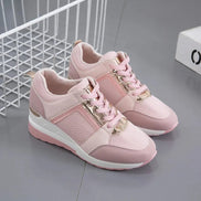 Women's Lace-Up Cushioned Sneakers with Wedge Sole and Ergonomic Fit