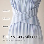 Women's Wrap-Waist Striped Sleeveless Maxi Dress