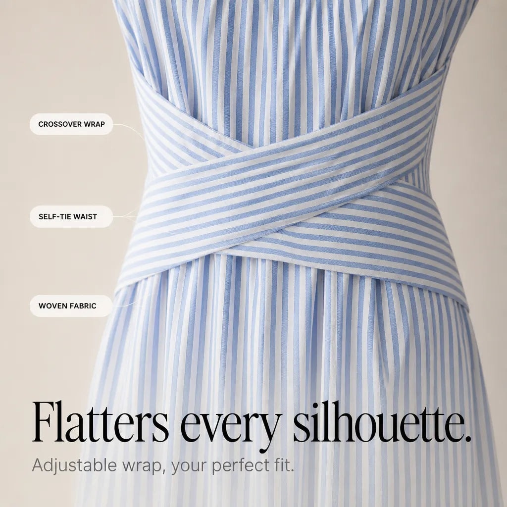 Women's Wrap-Waist Striped Sleeveless Maxi Dress