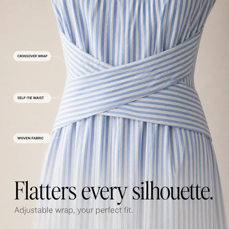 Women's Wrap-Waist Striped Sleeveless Maxi Dress