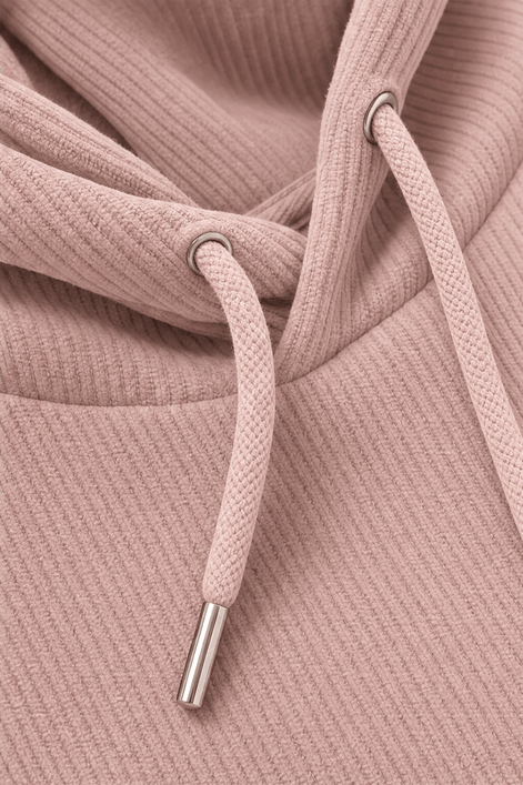 Women's Ribbed Corduroy-Look Hoodie with Front Pocket