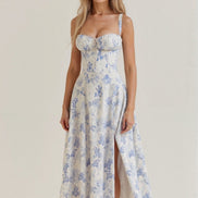 Elodie Floral Satin Midi Slip Dress for Autumn Dresses Occasions