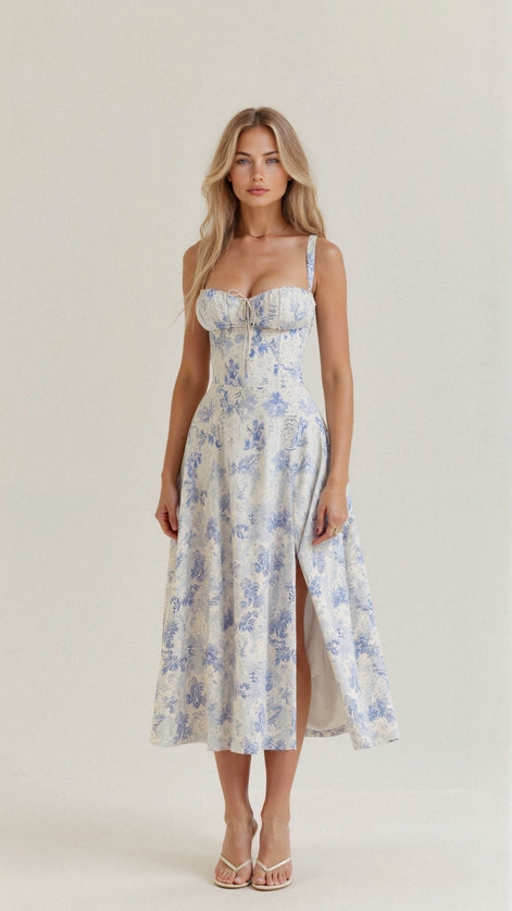 Elodie Floral Satin Midi Slip Dress for Autumn Dresses Occasions