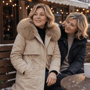Velora Hooded Mid-Length Faux-Fur Trim Winter Coat for Women