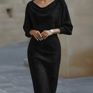 Clara Knit Bodycon Jumper Dress with Cowl Neck for Evening Wear