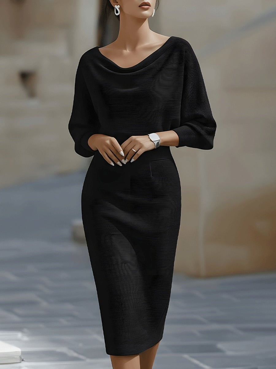 Clara Knit Bodycon Jumper Dress with Cowl Neck for Evening Wear