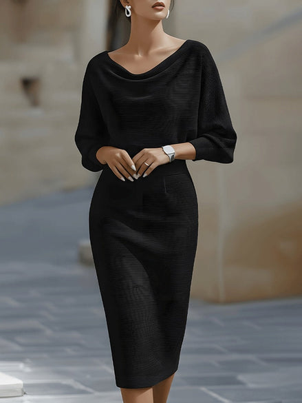 Clara Knit Bodycon Jumper Dress with Cowl Neck for Evening Wear