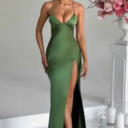 Martha Satin Slip Maxi Dress with Thigh Split