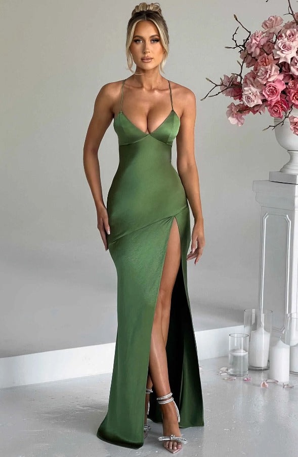 Martha Satin Slip Maxi Dress with Thigh Split