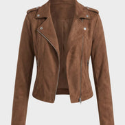 Saskia Faux Suede Biker Jacket with Asymmetrical Zip Detail