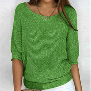Jade Women's Batwing Sleeve Knitted Jumper with Crew Neck