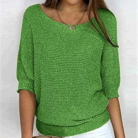 Jade Women's Batwing Sleeve Knitted Jumper with Crew Neck