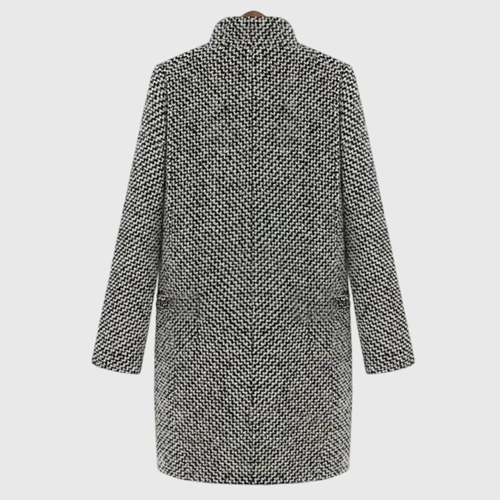 Rebeka Longline Houndstooth Tweed Winter Coat for Women