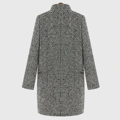 Rebeka Longline Houndstooth Tweed Winter Coat for Women