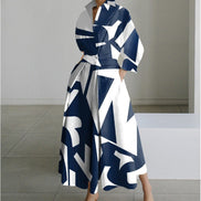 Alora Collared Front Wrap Printed Cotton Blend Women's Midi Dress