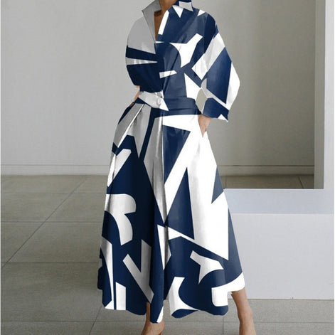 Alora Collared Front Wrap Printed Cotton Blend Women's Midi Dress