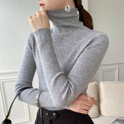 Ribbed Turtleneck Knitted Jumper for Ladies