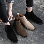 Suede Chelsea Ankle Mens Boots with Elastic Side Panels