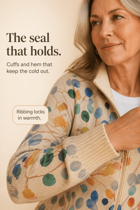 Women's Botanical Print Zip-Up Knit Bomber Cardigan