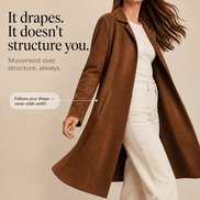 Women's Unstructured Suede-Look Long Coat with Button Front