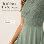 Women's Lace Bodice Chiffon Dress with Ruffled Hem
