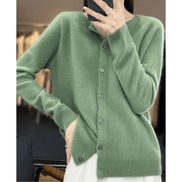 Danielle Round Neck Button-Front Knitted Cardigan for Women