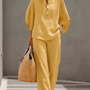 Women's Collared Wide-Leg Trouser Two-Piece Co-ord Set