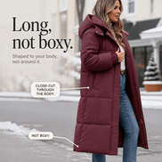 Women's Long Hooded Quilted Puffer Jacket with Side Pockets