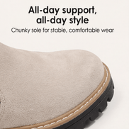Women's Suede Chelsea Boots with Side Zip and Chunky Heel