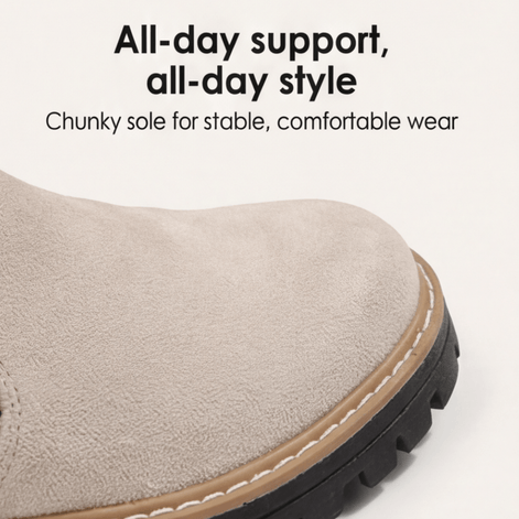 Women's Suede Chelsea Boots with Side Zip and Chunky Heel