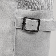 Women's Ribbed Cuff Lug Sole Slouch Boots with Buckle Detail