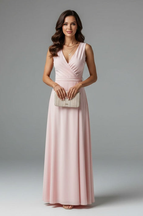 Satin Wrap Maxi Dress with Tie Waist for Christmas Party in Red